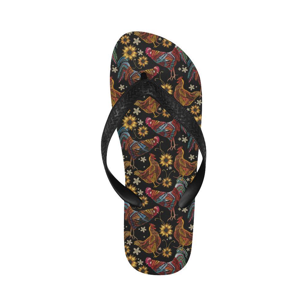 Chicken Embroidery Style Flip Flops-JTAMIGO.COM