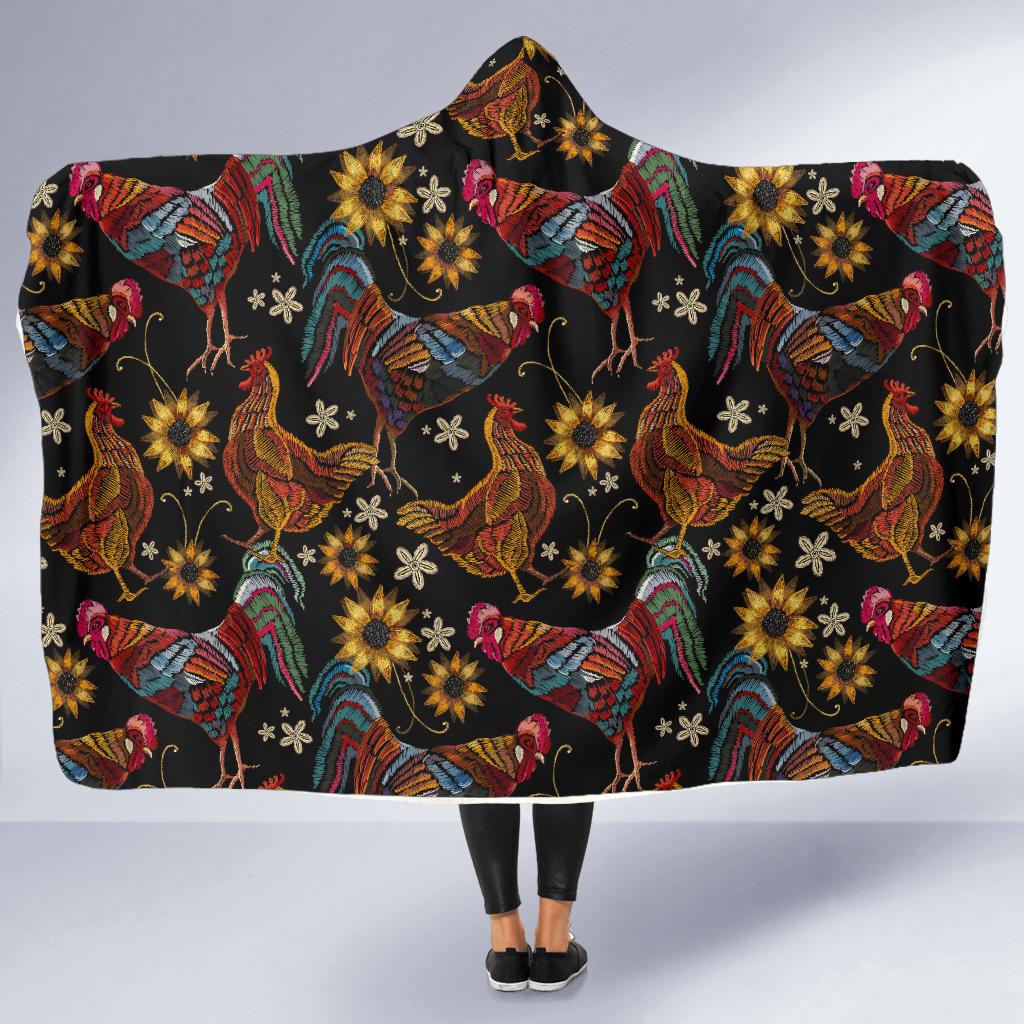 Chicken Embroidery Style Hooded Blanket-JTAMIGO.COM