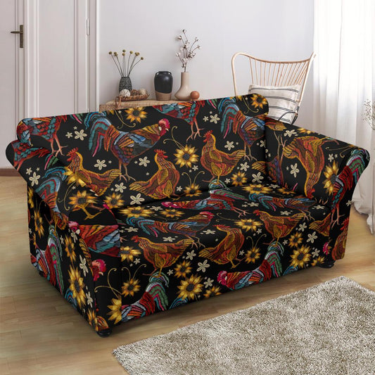 Chicken Embroidery Style Loveseat Slipcover-JTAMIGO.COM