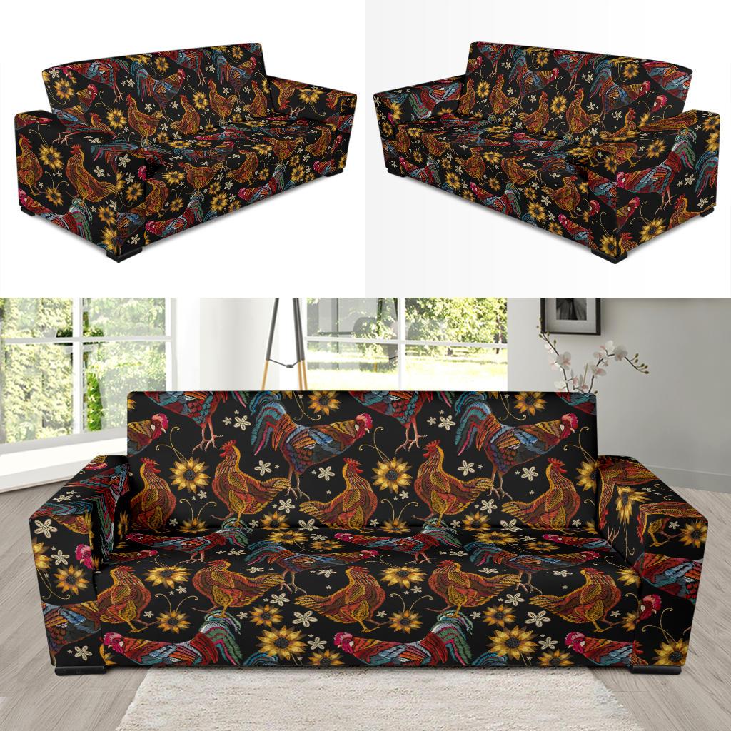 Chicken Embroidery Style Sofa Slipcover-JTAMIGO.COM