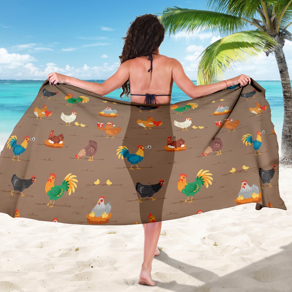 Chicken Happy Print Pattern Sarong Pareo Wrap