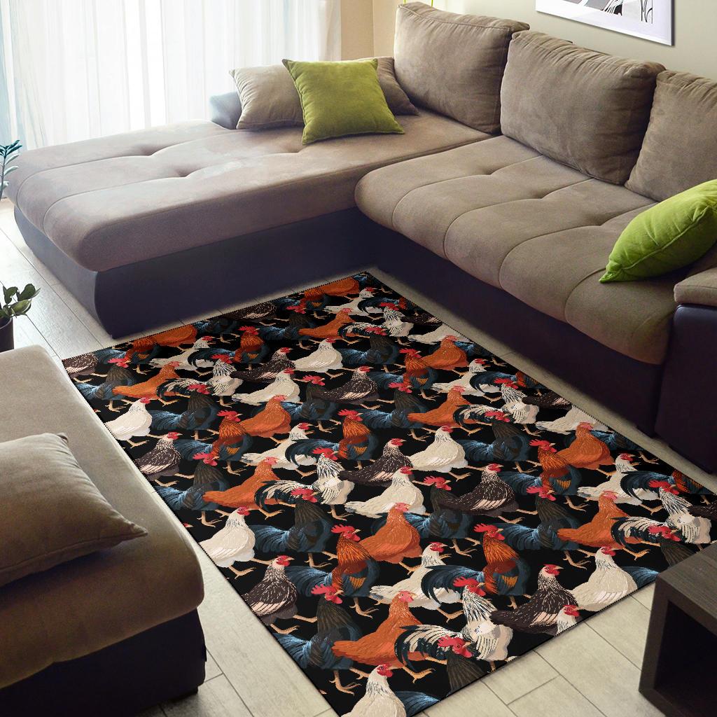 Chicken Print Pattern Area Rugs-JTAMIGO.COM