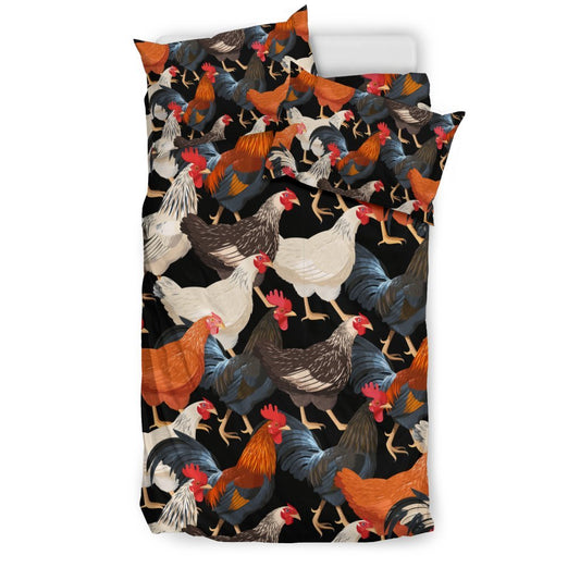 Chicken Print Pattern Duvet Cover Bedding Set