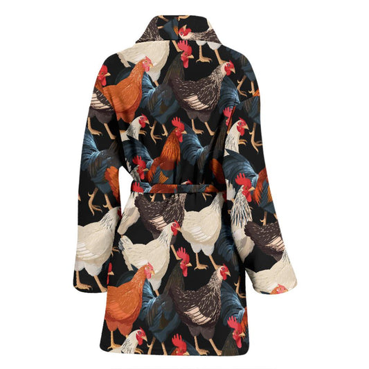 Chicken Print Pattern Women Bath Robe-JTAMIGO.COM