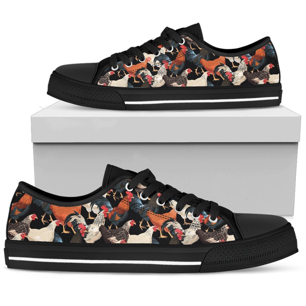 Chicken Print Pattern Women Low Top Shoes
