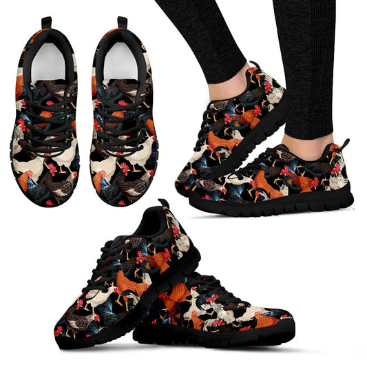 Chicken Print Pattern Women Sneakers Shoes