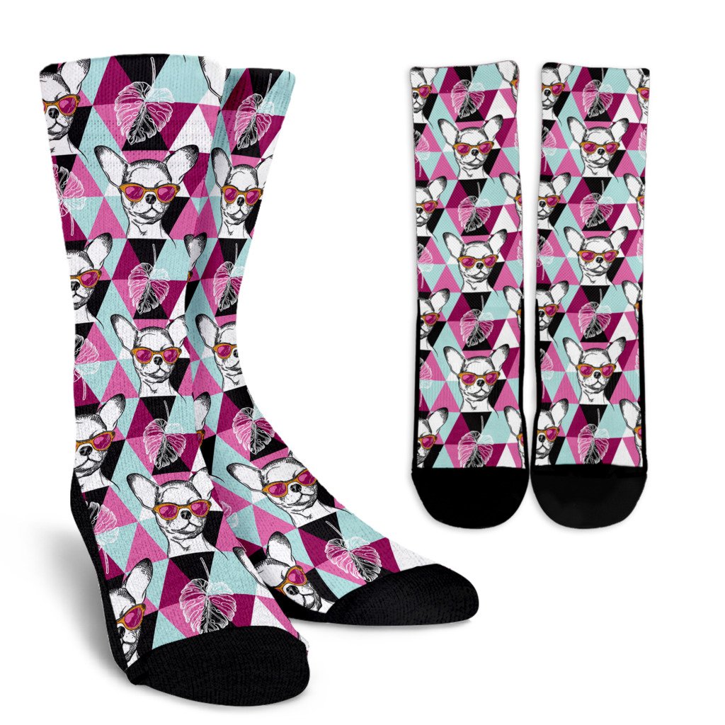 Chihuahua Cute Triangle Pattern Crew Socks