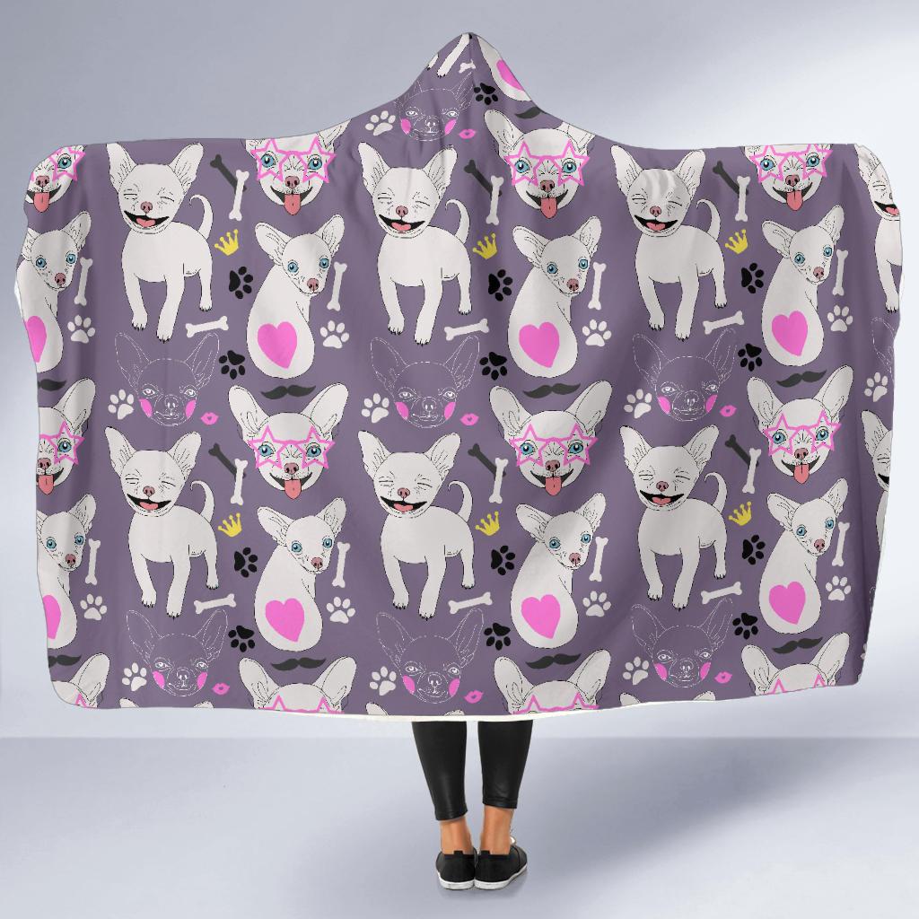 Chihuahua Happy Pattern Hooded Blanket-JTAMIGO.COM