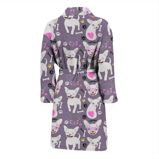 Chihuahua Happy Pattern Men Bath Robe-JTAMIGO.COM