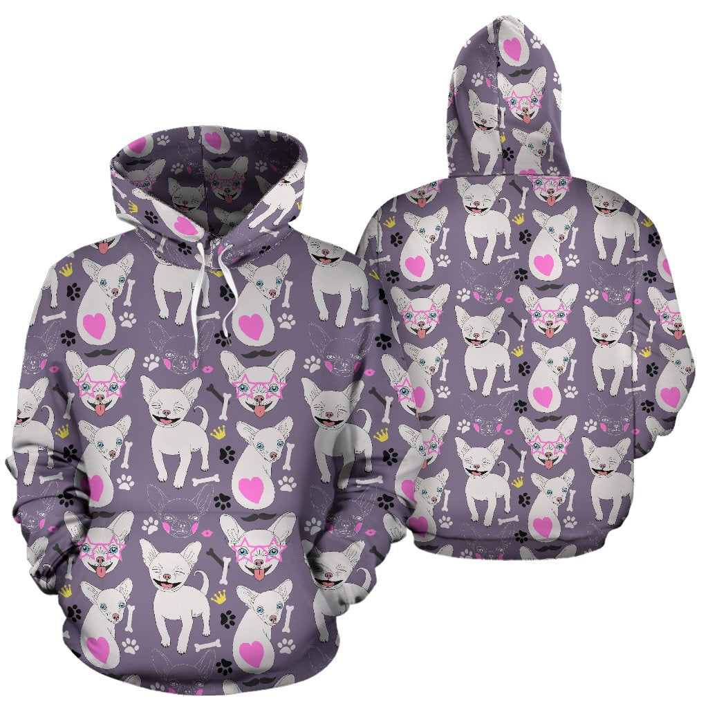 Chihuahua Happy Pattern Pullover Hoodie