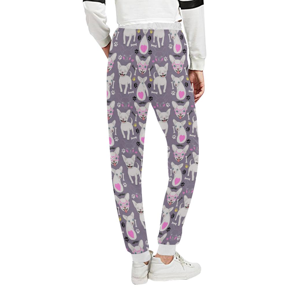 Chihuahua Happy Pattern Unisex Casual Sweatpants (Model L11)-JTAMIGO.COM