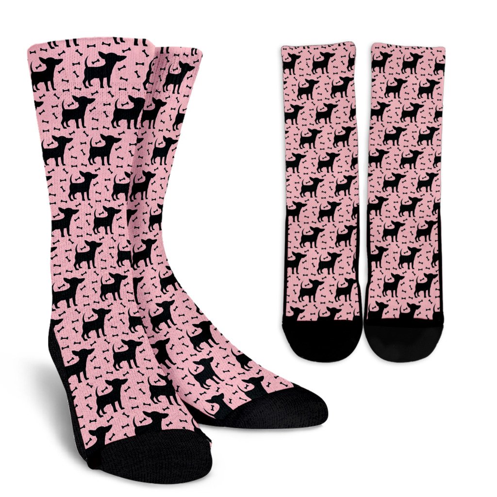 Chihuahua Pink Print Pattern Crew Socks