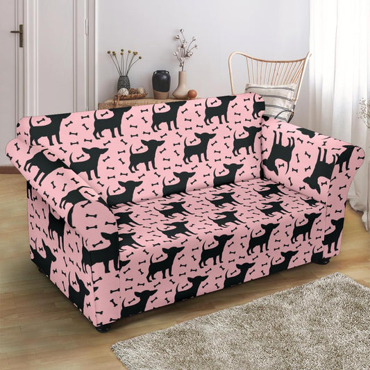 Chihuahua Pink Print Pattern Loveseat Slipcover-JTAMIGO.COM