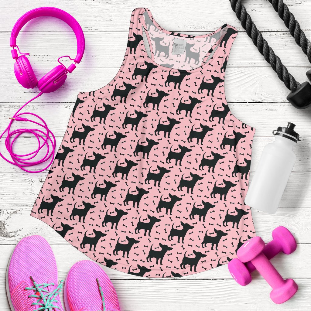 Chihuahua Pink Print Pattern Women Racerback Tank Top