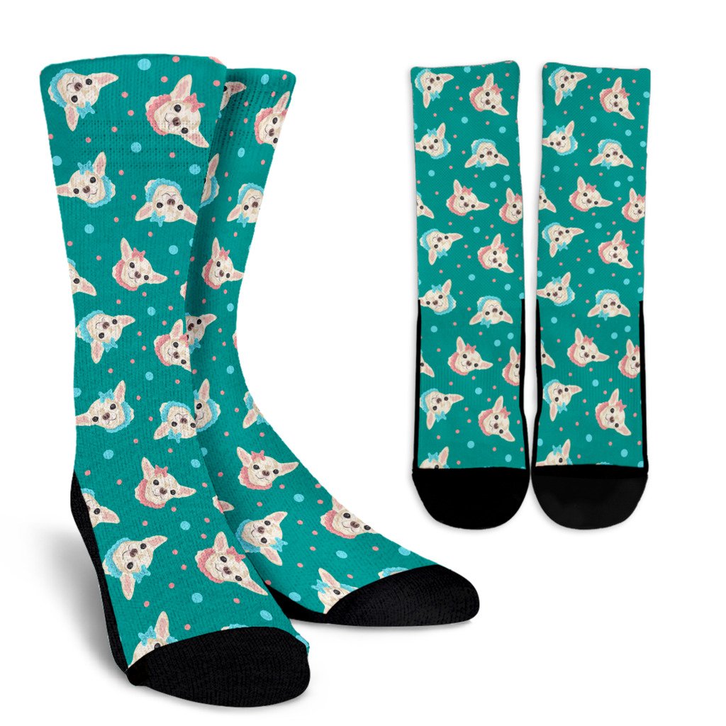 Chihuahua Polka Dot Pattern Crew Socks