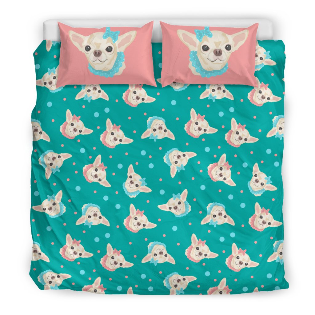 Chihuahua Polka Dot Pattern Duvet Cover Bedding Set