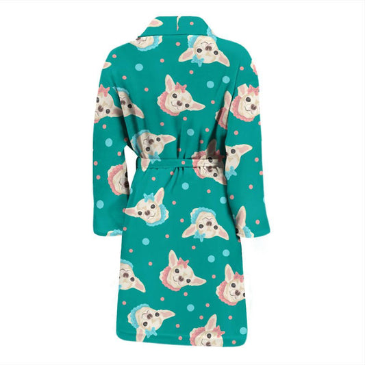 Chihuahua Polka Dot Pattern Men Bath Robe-JTAMIGO.COM