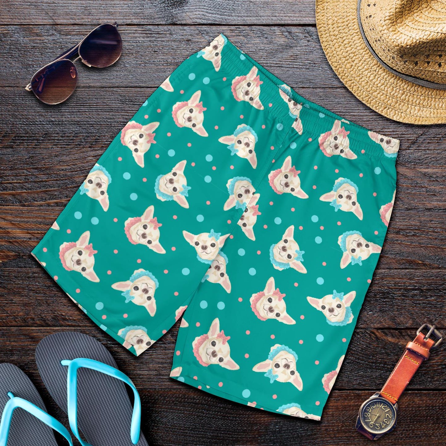 Chihuahua Polka Dot Pattern Mens Shorts-JTAMIGO.COM