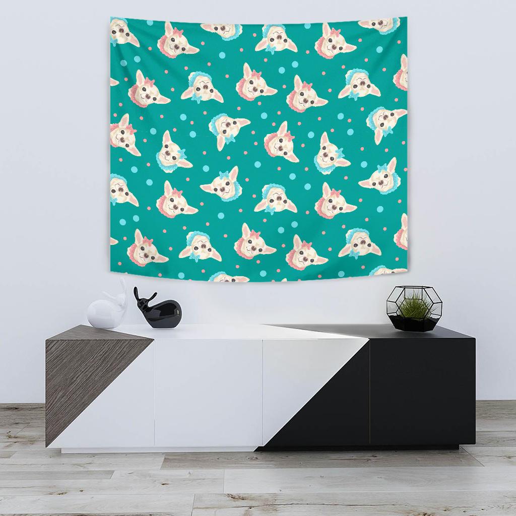Chihuahua Polka Dot Pattern Tapestry
