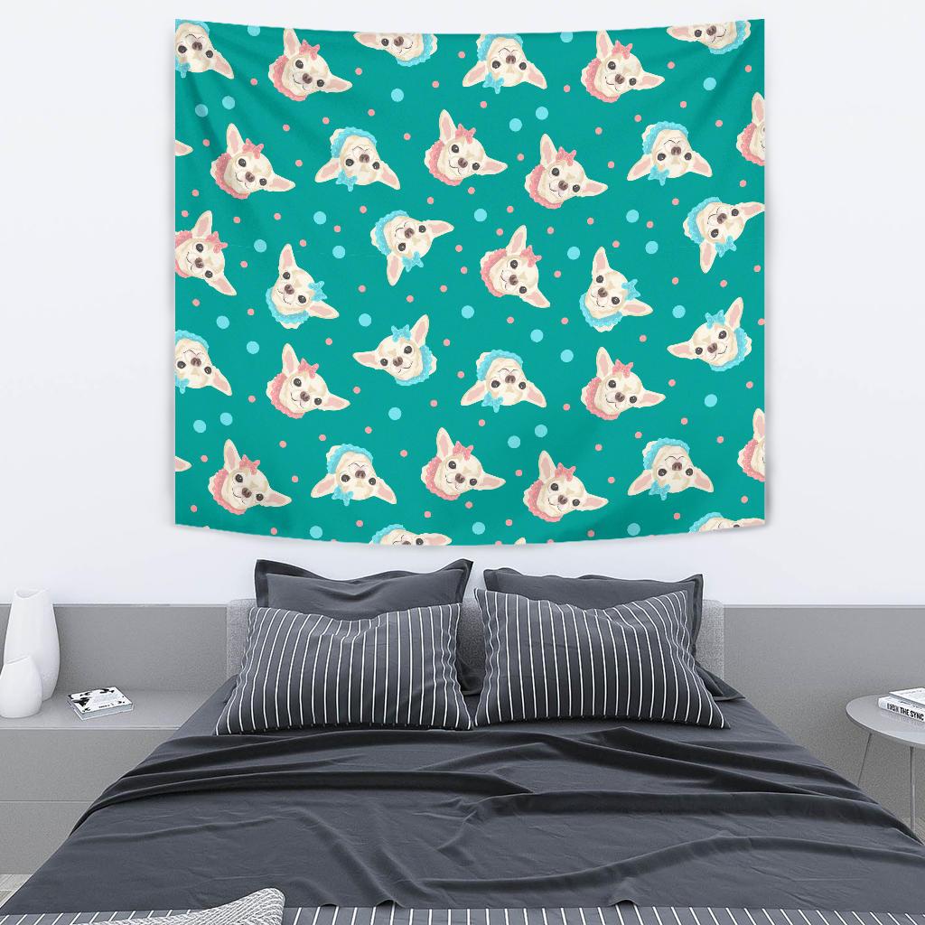 Chihuahua Polka Dot Pattern Tapestry