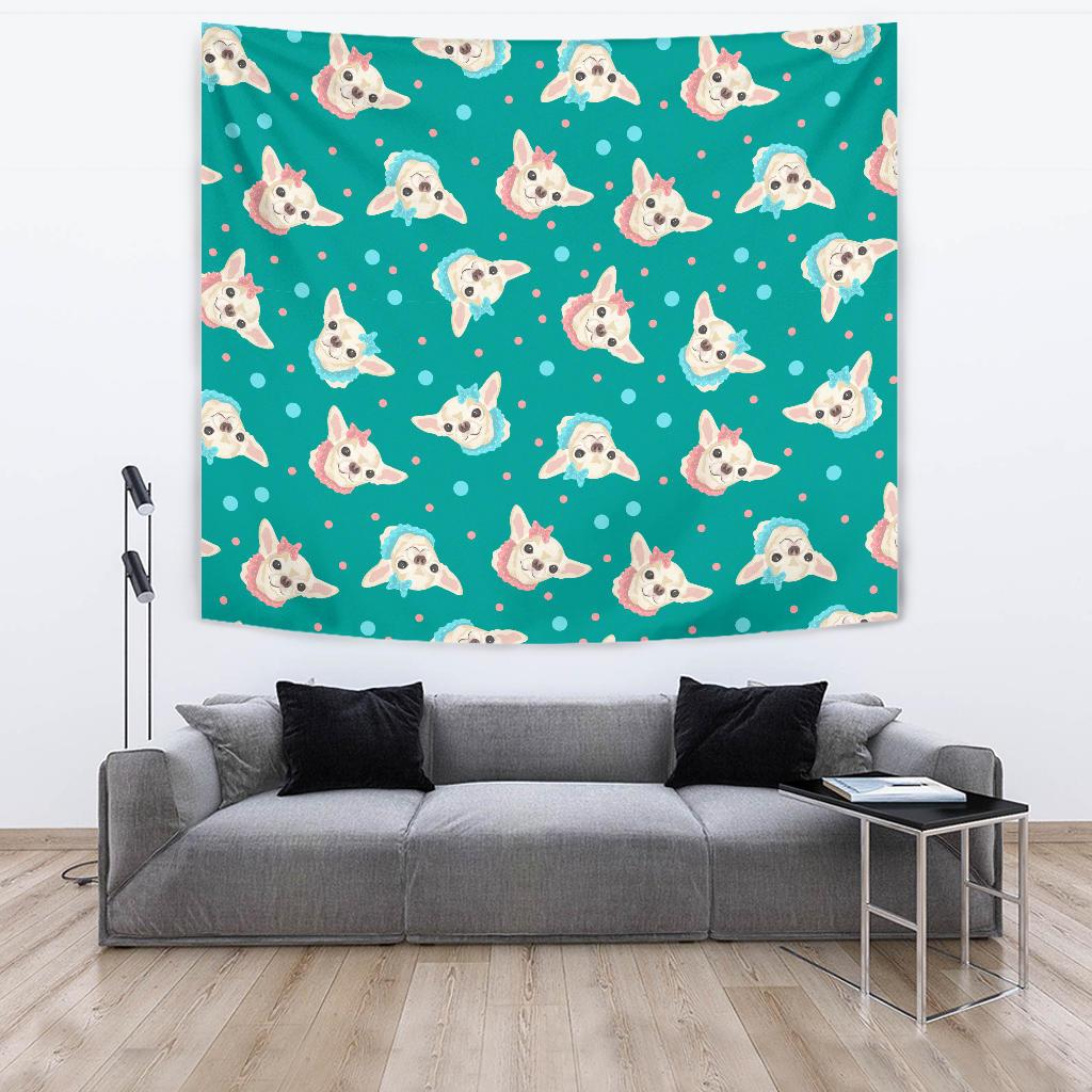 Chihuahua Polka Dot Pattern Tapestry