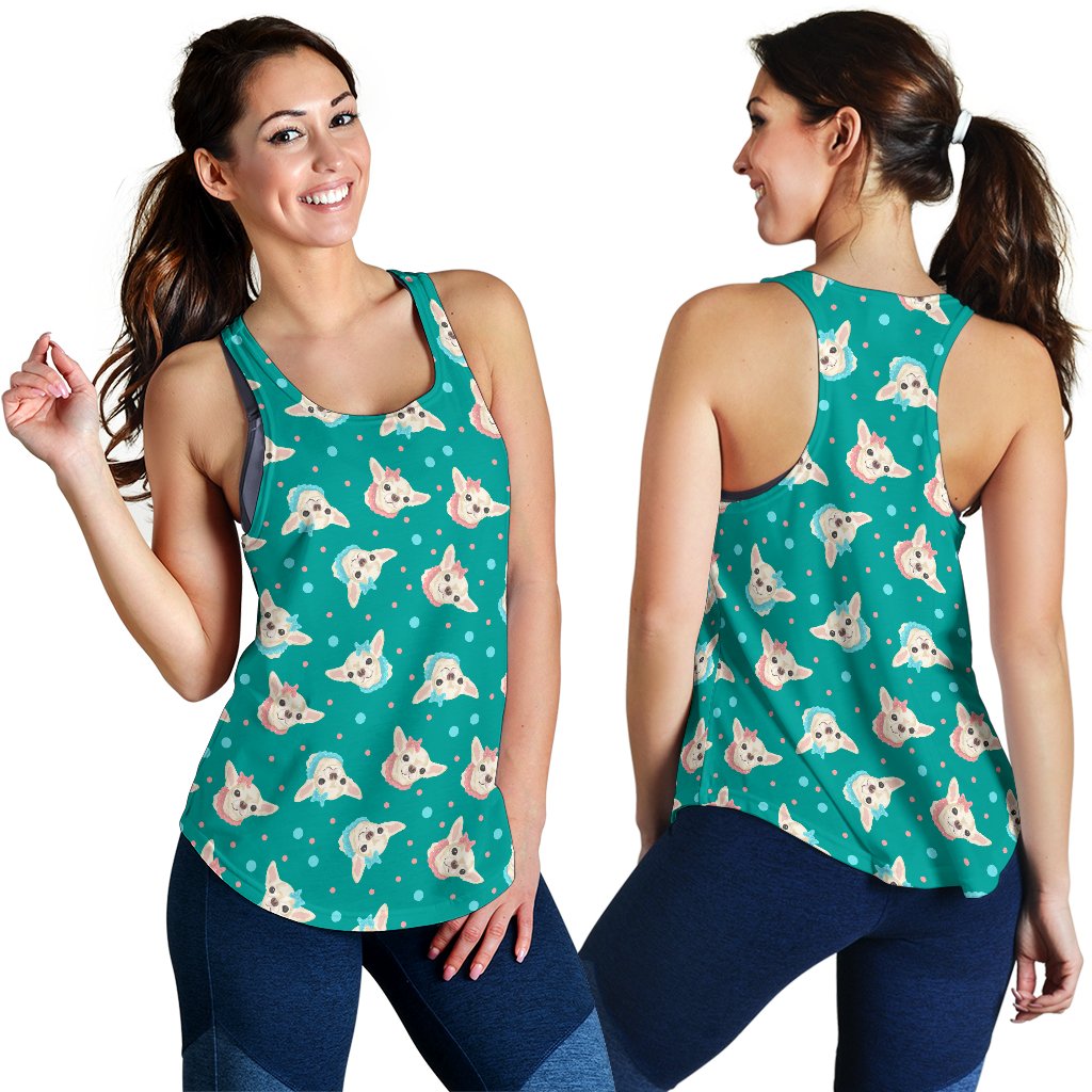 Chihuahua Polka Dot Pattern Women Racerback Tank Top