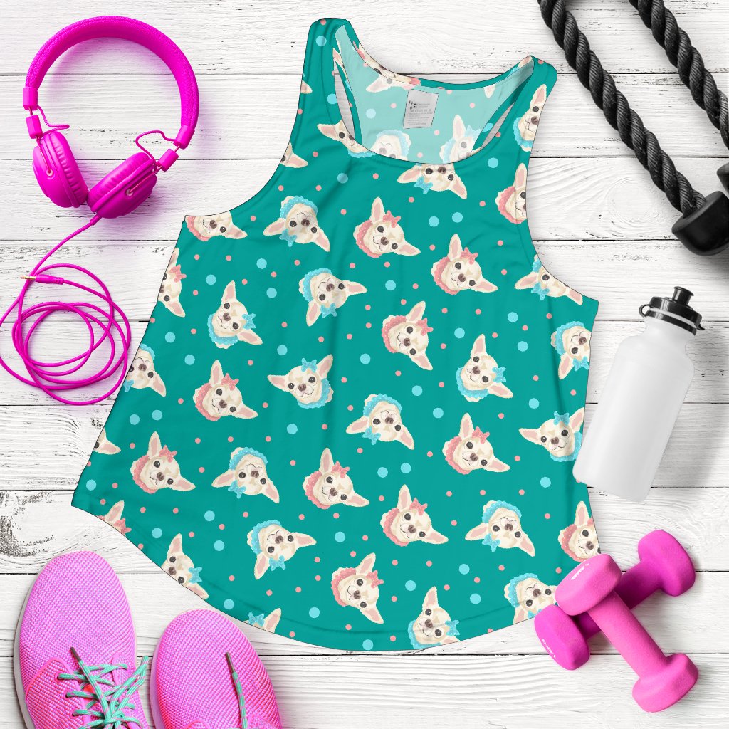 Chihuahua Polka Dot Pattern Women Racerback Tank Top