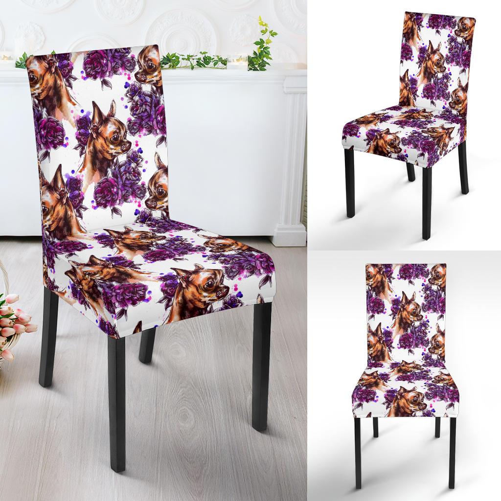 Chihuahua Purple Floral Dinning Chair Slipper-JTAMIGO.COM