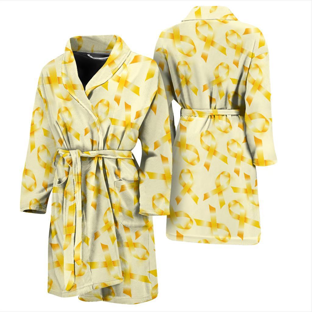Childhood cancer Pattern Print Design 01 Men Bathrobe-JORJUNE.COM