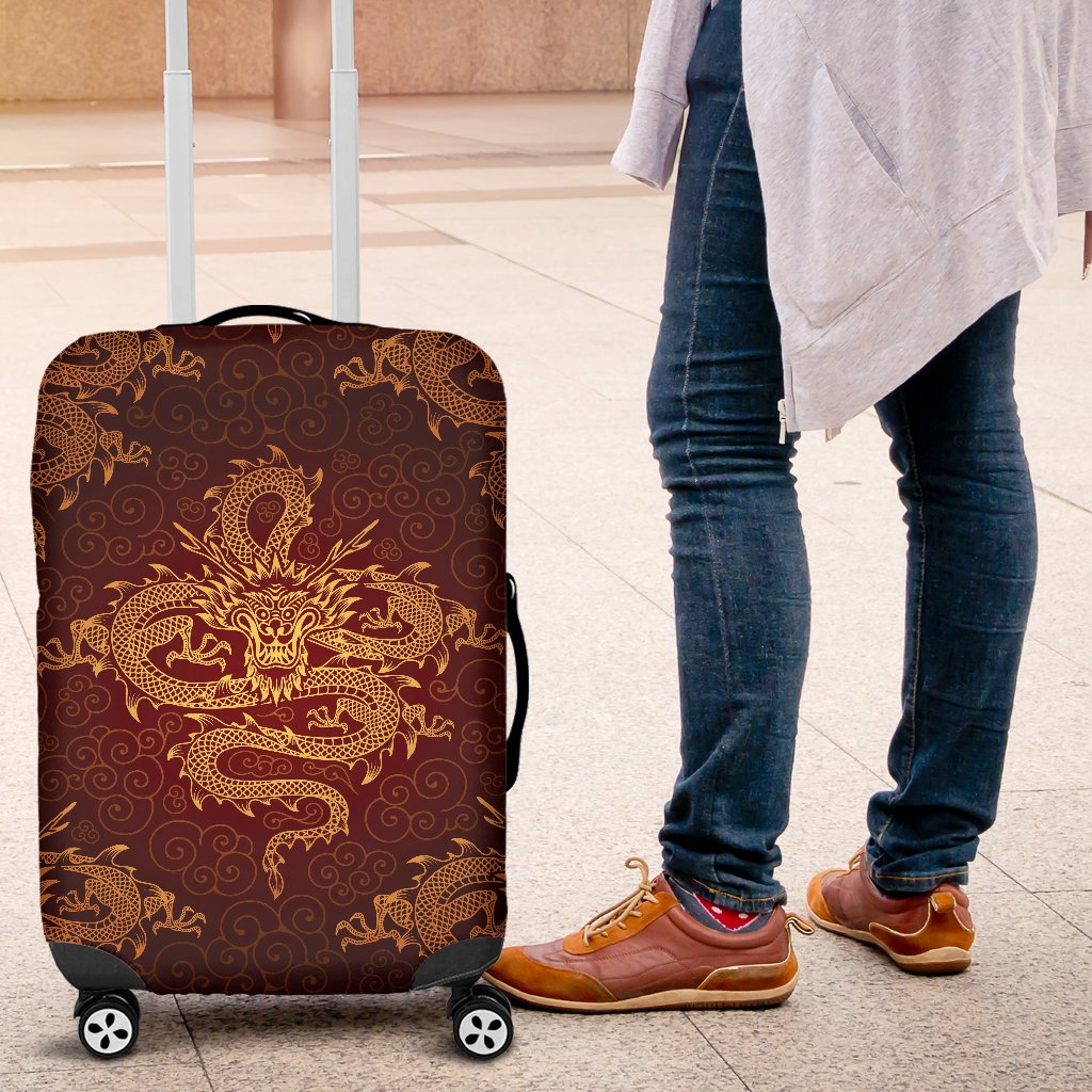 Chinese Dragons Gold Design Luggage Cover Protector