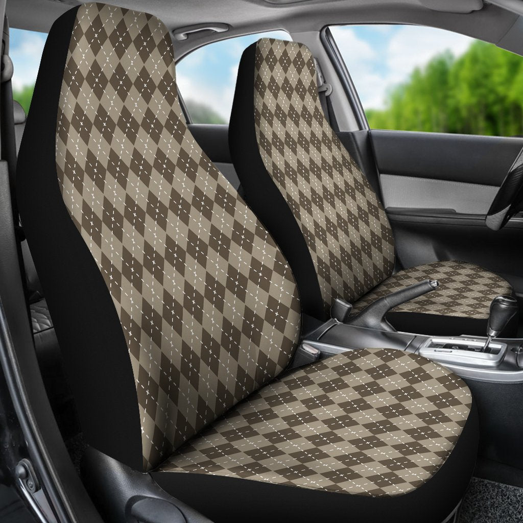 Chocolate Argyle Print Universal Fit Car Seat Covers