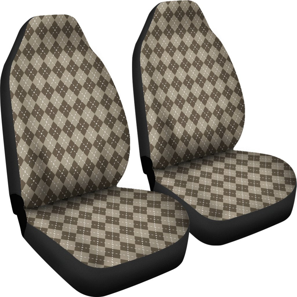 Chocolate Argyle Print Universal Fit Car Seat Covers