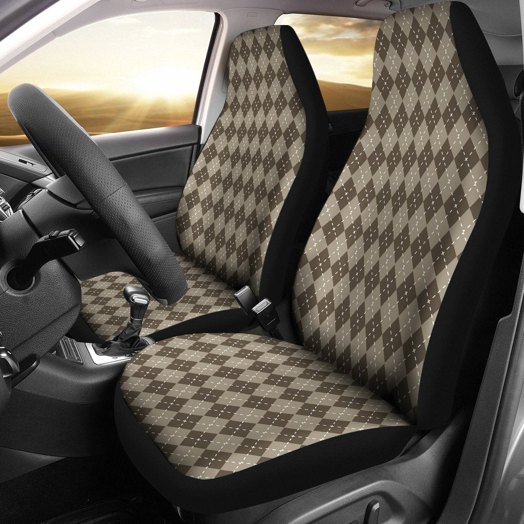 Chocolate Argyle Print Universal Fit Car Seat Covers
