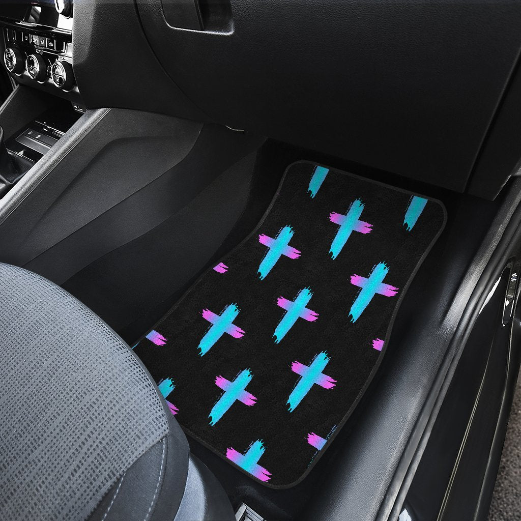 Christian Cross neon Pattern Car Floor Mats
