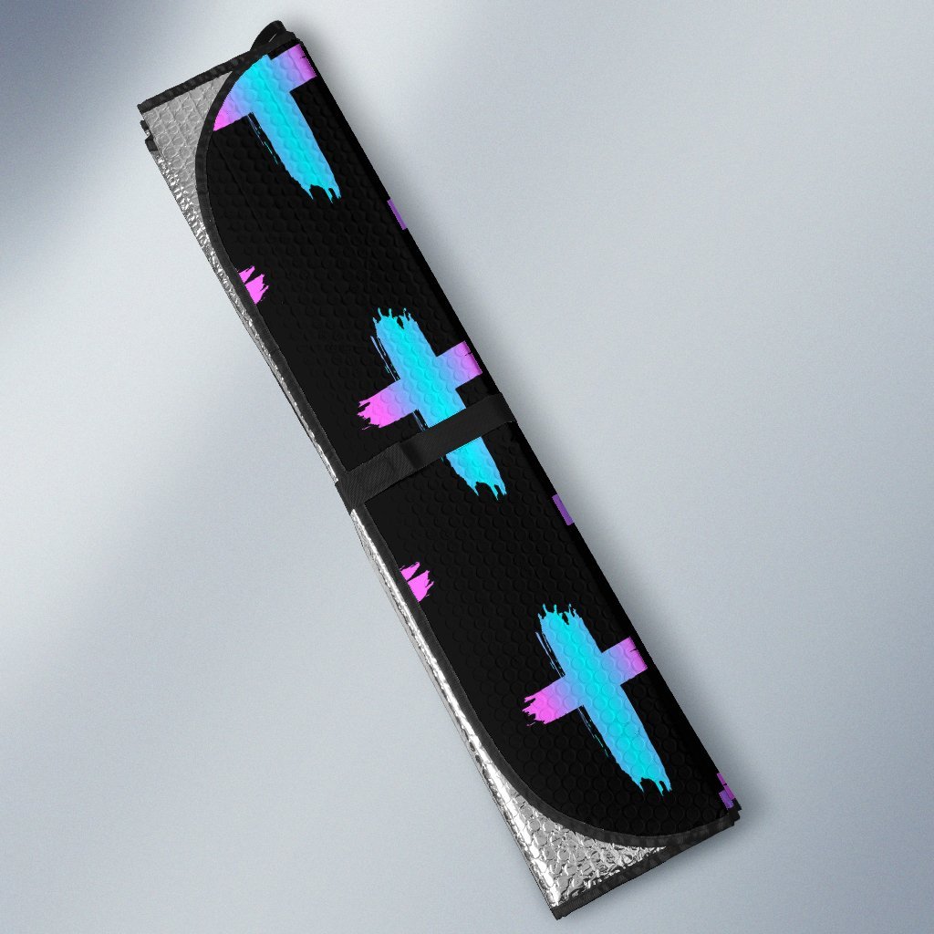 Christian Cross Neon Pattern Car Sun Shade For Windshield