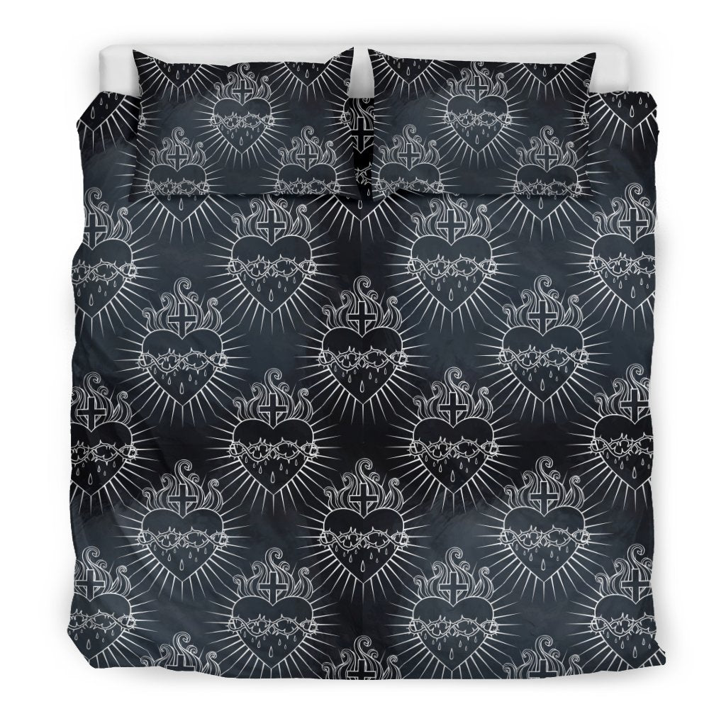 Christian Heart Tattoo Style Duvet Cover Bedding Set