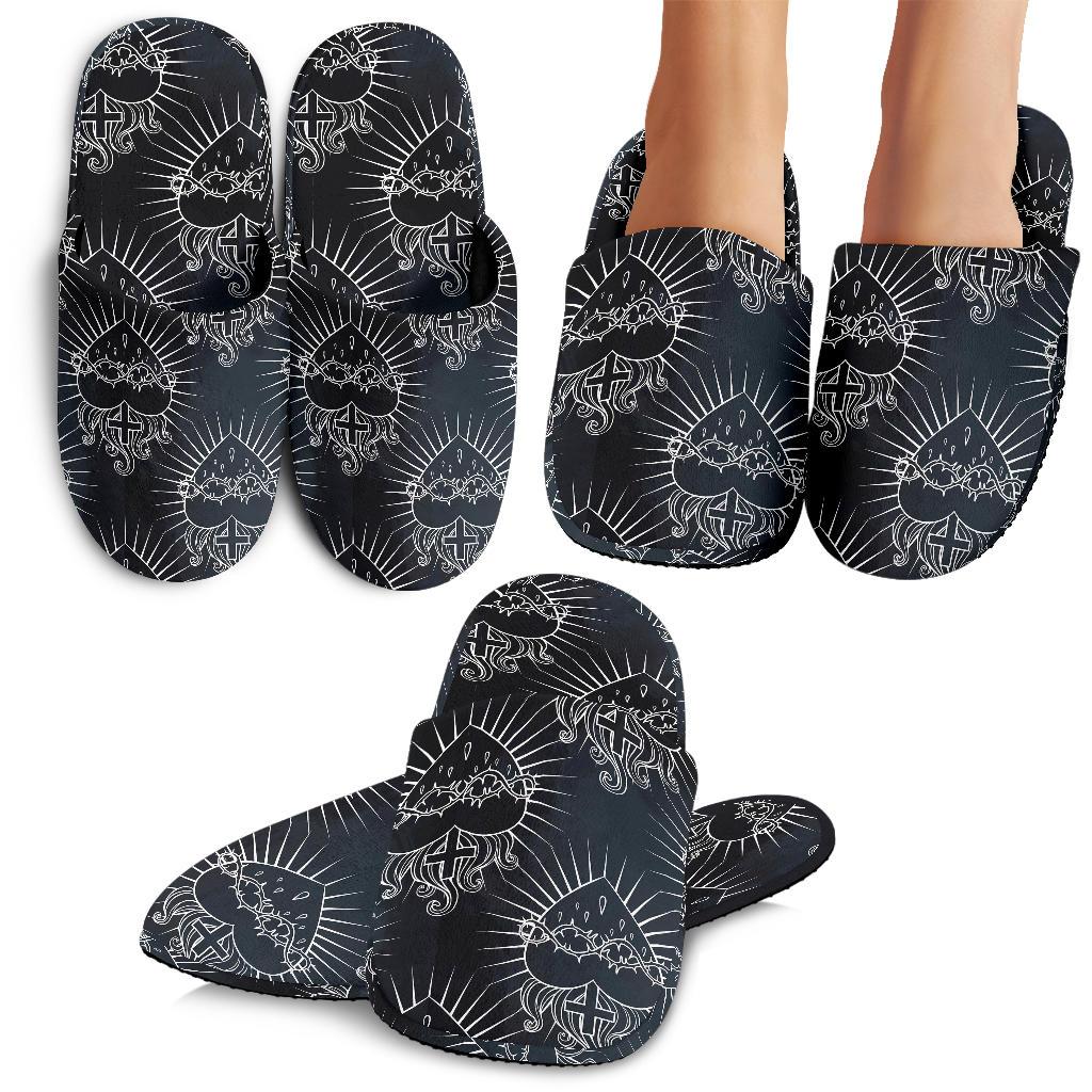 Christian Heart Tattoo Style House Slippers