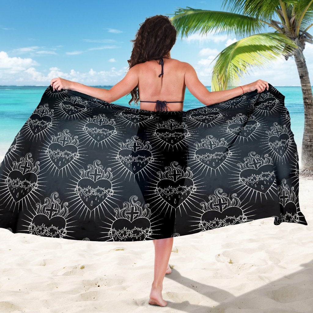 Christian Heart Tattoo Style Sarong Pareo Wrap