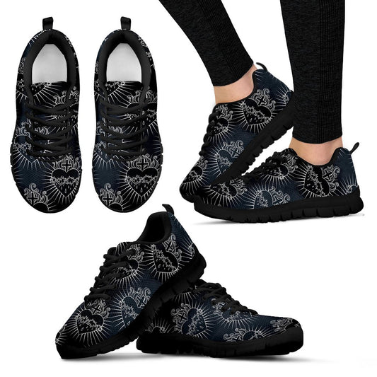 Christian Heart Tattoo Style Women Sneakers Shoes