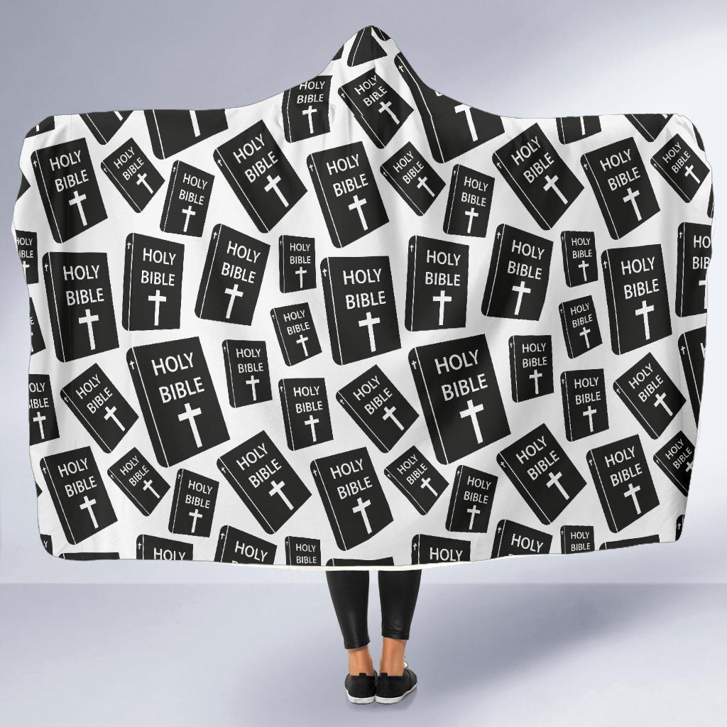 Christian Holy Bible Book Pattern Hooded Blanket-JTAMIGO.COM