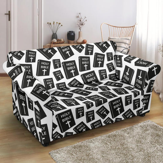 Christian Holy Bible Book Pattern Loveseat Slipcover-JTAMIGO.COM