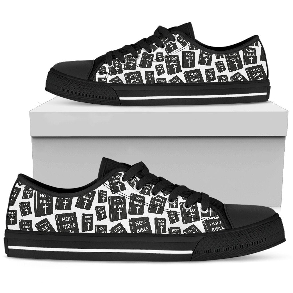 Christian Holy Bible Book Pattern Women Low Top Shoes