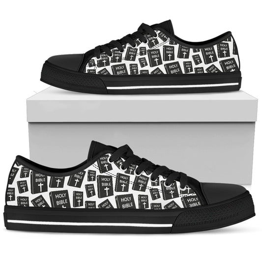 Christian Holy Bible Book Pattern Women Low Top Shoes