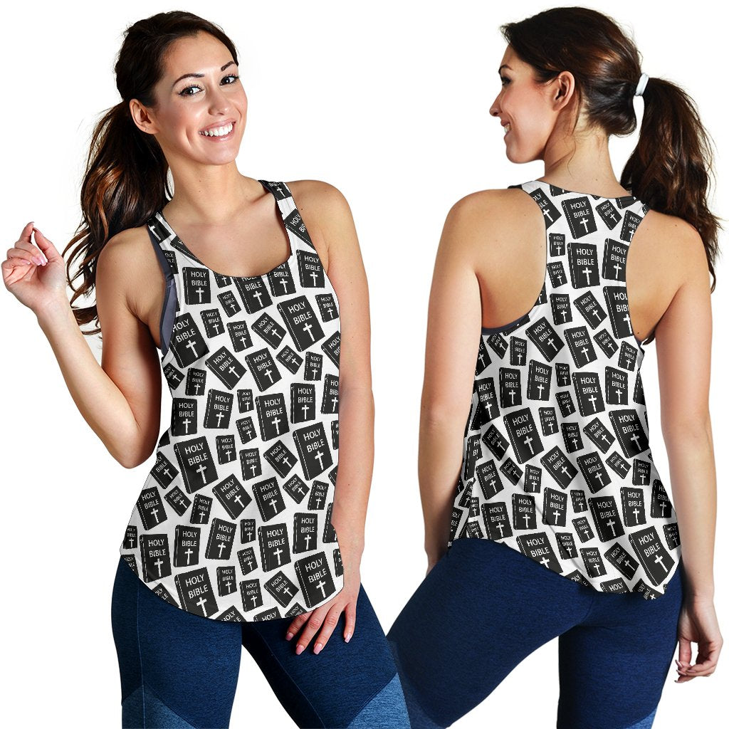 Christian Holy Bible Book Pattern Women Racerback Tank Top