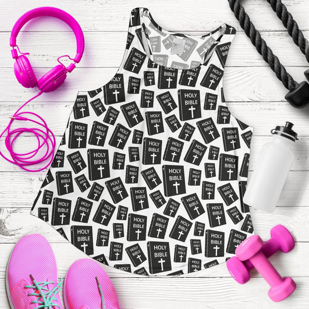 Christian Holy Bible Book Pattern Women Racerback Tank Top