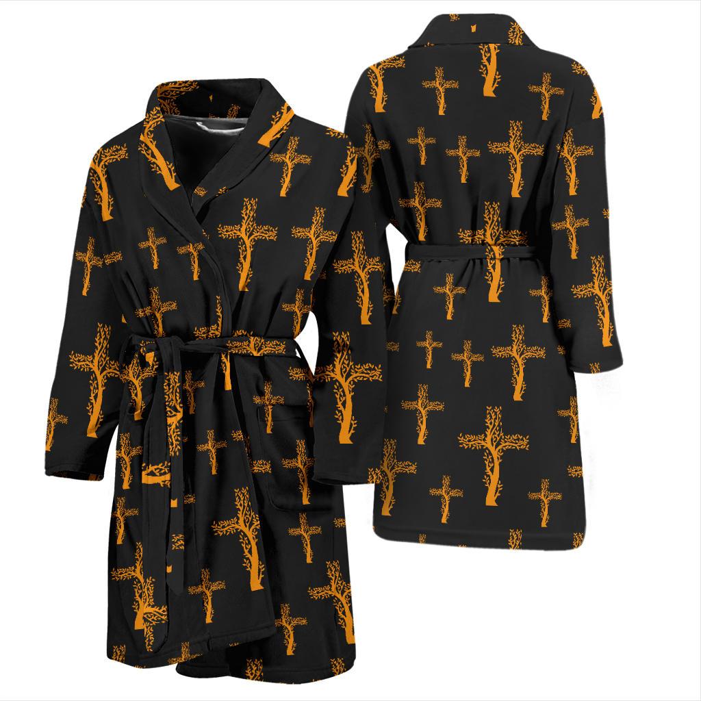 Christian Tree of Life Cross Design Men Bath Robe-JTAMIGO.COM