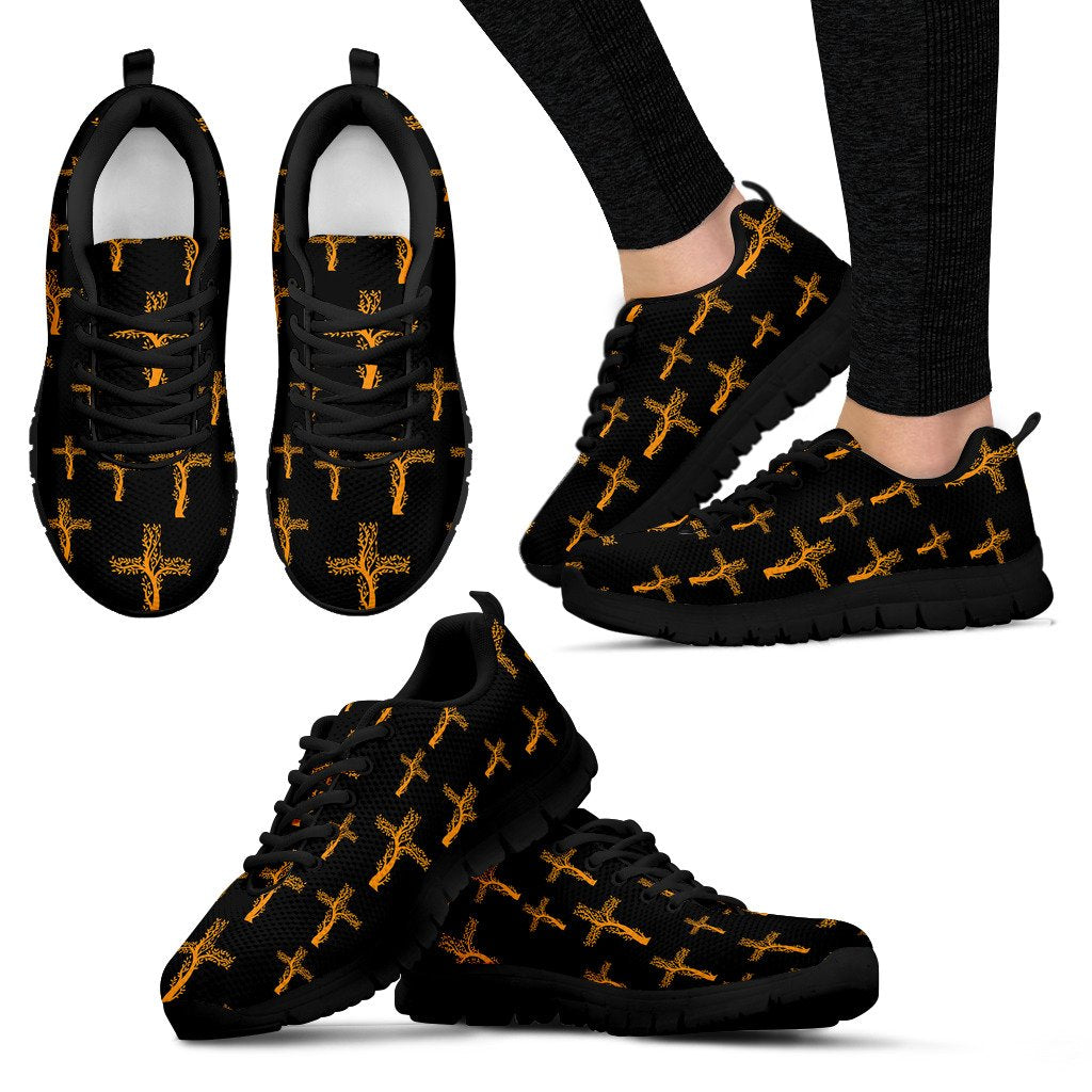 Christian Tree Of Life Cross Design Women Sneakers Shoes