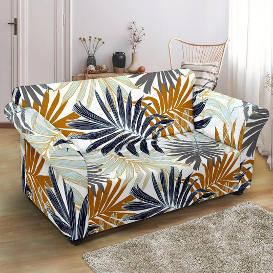 Colorful Tropical Palm Leaves Loveseat Slipcover-JTAMIGO.COM