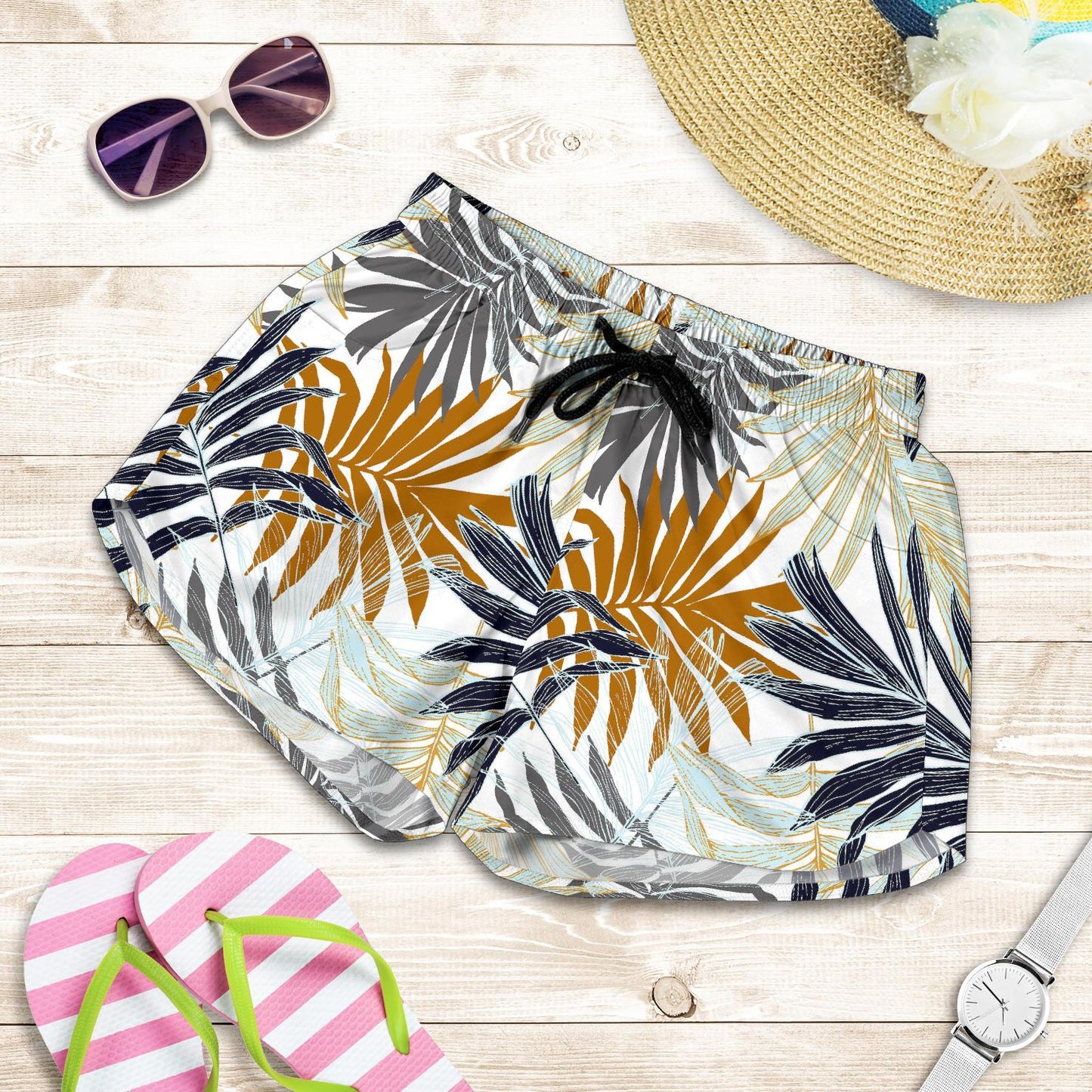 Colorful Tropical Palm Leaves Women Shorts-JTAMIGO.COM