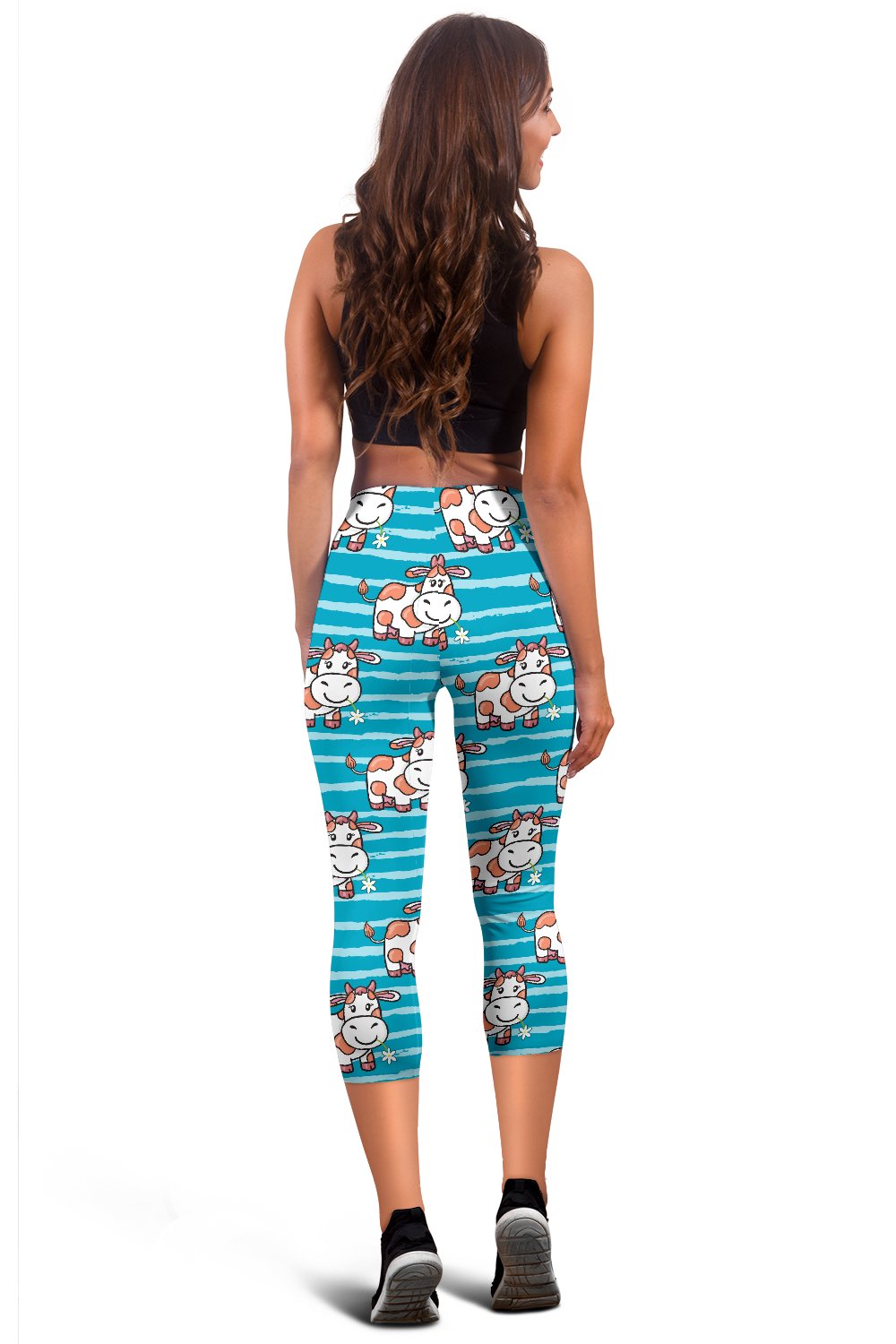 Cow Cute Print Pattern Women Capris